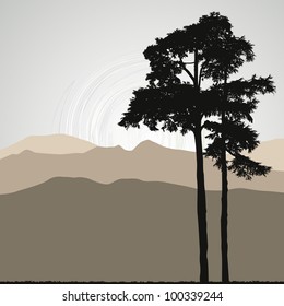 Tree silhouette on an abstract background