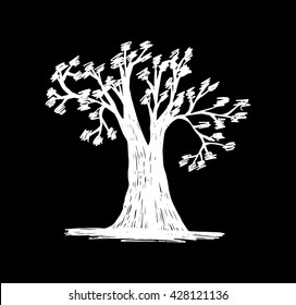 tree silhouette on black background