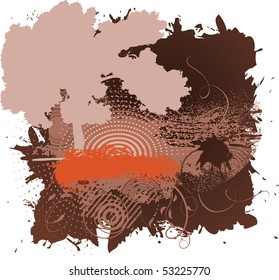 Tree silhouette on grunge a background. Vector illustration