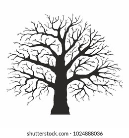 Black Silhouette Bare Tree Vector Illustration Stock Vector (Royalty ...