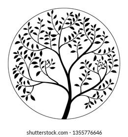 Tree silhouette on white background. Vector illustration isolated on white background.