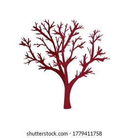 Tree silhouette on white background. Vector illustration.