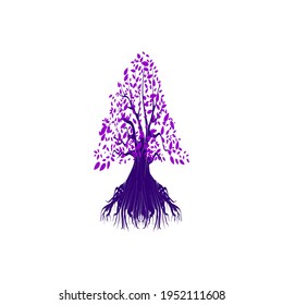 tree silhouette on white background. Vector illustration.