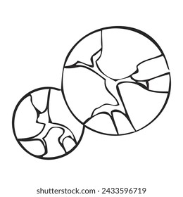 Tree silhouette on white background. Architectural symbol of tree in base layout. Simple urban design logo of tree trunk. Freehand drawing of the plants in top view in sketchy style.