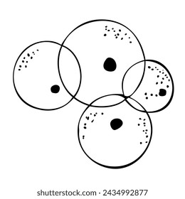 Tree silhouette on white background. Architectural symbol of tree in base layout. Simple urban design logo of tree trunk. Freehand drawing of the plants in top view in sketchy style.