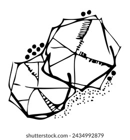 Tree silhouette on white background. Architectural symbol of tree in base layout. Simple urban design logo of tree trunk. Freehand drawing of the plants in top view in sketchy style.