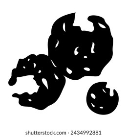 Tree silhouette on white background. Architectural symbol of tree in base layout. Simple urban design logo of tree trunk. Freehand drawing of the plants in top view in sketchy style.