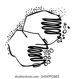 Tree silhouette on white background. Architectural symbol of tree in base layout. Simple urban design logo of tree trunk. Freehand drawing of the plants in top view in sketchy style.