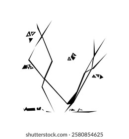 Tree silhouette on white background. Architectural symbol of tree in base layout. Simple urban design logo of tree trunk. Freehand drawing of the plants in top view in sketchy style.