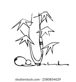 Tree silhouette on white background. Architectural symbol of tree in base layout. Simple urban design logo of tree trunk. Freehand drawing of the plants in top view in sketchy style.