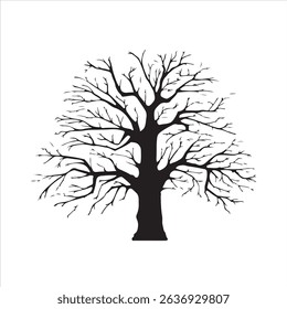 Tree silhouette on white background