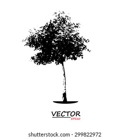 tree silhouette on white background