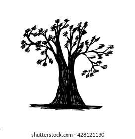 tree silhouette on white background