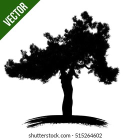 Tree silhouette on white background, vector illustration