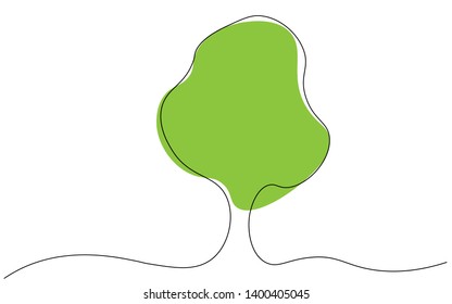 Tree silhouette one line drawing vector illustration