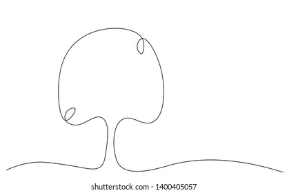 Tree silhouette one line drawing vector illustration