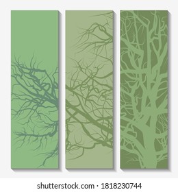 Tree silhouette parts isolated on green. Vector illustration.