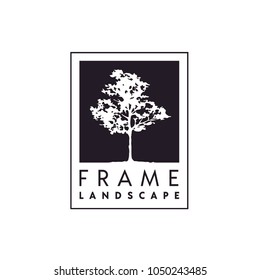 Tree Silhouette Picture Wall Frame landscape logo design 
