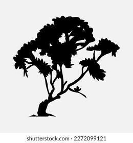 tree silhouette. plant, nature, outdoor concept. single tree. nature theme, decoration, ornament. vector illustration.