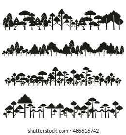 tree silhouette and plant set, forest set