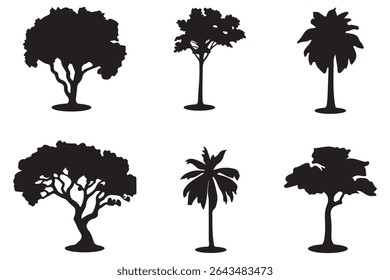 tree silhouette. set of tree silhouette. 