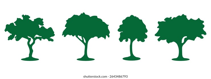  tree silhouette.  silhouette of tree set.