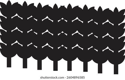 Tree Silhouette Set with Artistic and Tribal Design Elements leaf icon in flat style, on white background