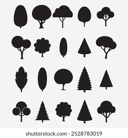 Tree Silhouette Set. Big Collection Of Tree Silhouette.