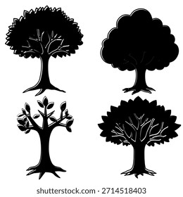 Silueta de árbol en estilo dibujado a mano para el diseño de Naturaleza