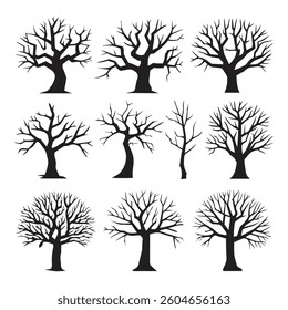 tree silhouette set vector template