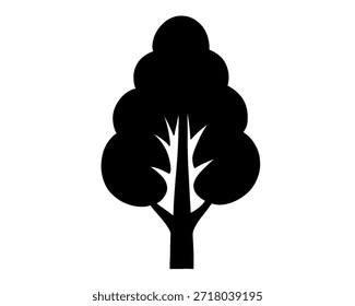 Tree silhouette, simple vector illustration, Plant icon isolated on white background