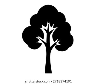 Silueta del árbol, Ilustración vectorial simple, icono de la planta aislado en el fondo blanco