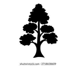 Tree silhouette, simple vector illustration, Plant icon isolated on white background
