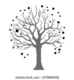 Tree silhouette with snow, vector illustration