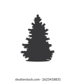 Tree silhouette. Spruce. Design element. Original vector illustration in vintage style. Hand drawn, not AI