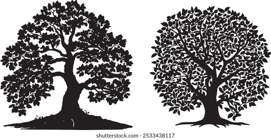  Tree Silhouette Vector Art Icons.
.tree flat icon for apps and websites. Vector of tree, silhouette icons on white background. silhouette set of oak tree
