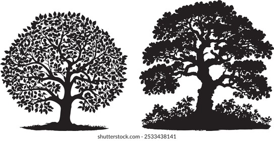  Tree Silhouette Vector Art Icons.
.tree flat icon for apps and websites. Vector of tree, silhouette icons on white background. silhouette set of oak tree
