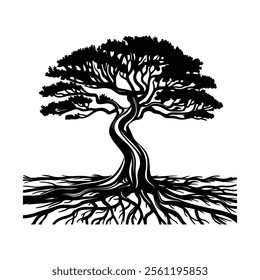 A tree silhouette vector art illustration