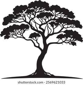 Tree silhouette vector art on white background