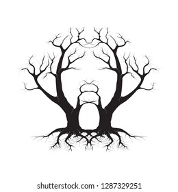 tree silhouette vector, hand drawn for dead tree