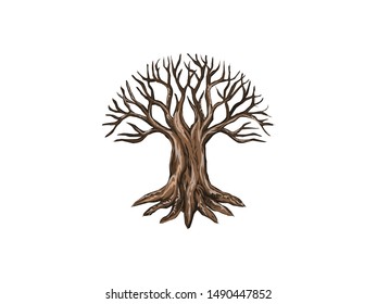 tree silhouette vector, hand drawn for dead tree