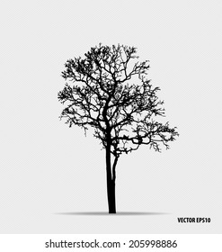 Silhouette de árbol. Ilustración vectorial.