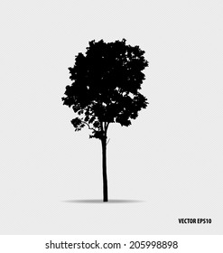 Silhouette de árbol. Ilustración vectorial.