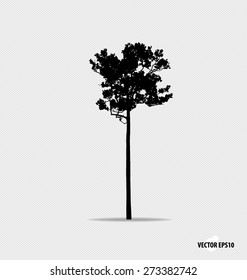 Silhouette de árbol. Ilustración vectorial.