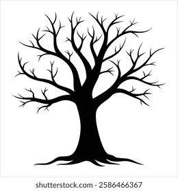 Tree Silhouette Vector Illustration, Nature Forest Silhouettes, Minimalist Tree Clipart