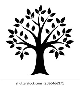 Tree Silhouette Vector Illustration, Nature Forest Silhouettes, Minimalist Tree Clipart