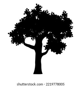 Silhouette de árbol. Ilustraciones vectoriales para paisajes o diseños florales.