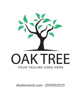 Tree silhouette vector logo illustration tree and leaves logo template, tree of life design illustration