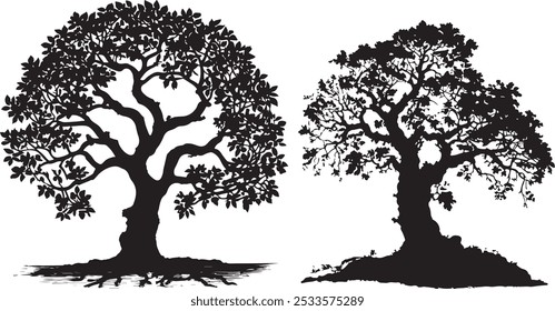 tree silhouette vector mango tree icon vector silhouette.Vector outline Illustration. Plant in Garden.