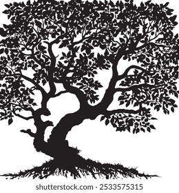 tree silhouette vector mango tree icon vector silhouette.Vector outline Illustration. Plant in Garden.